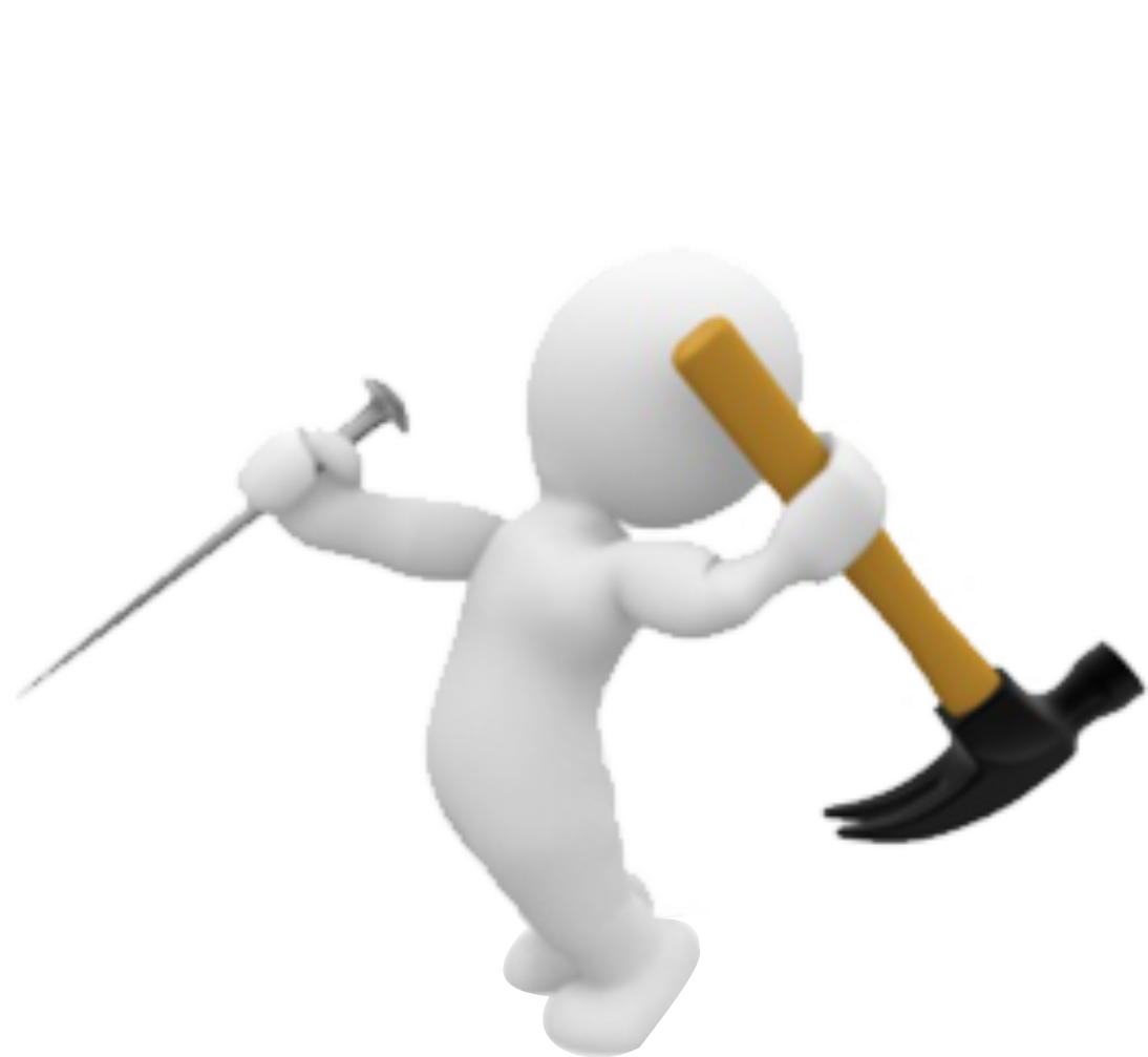 Figur mit Hammer und Nagel